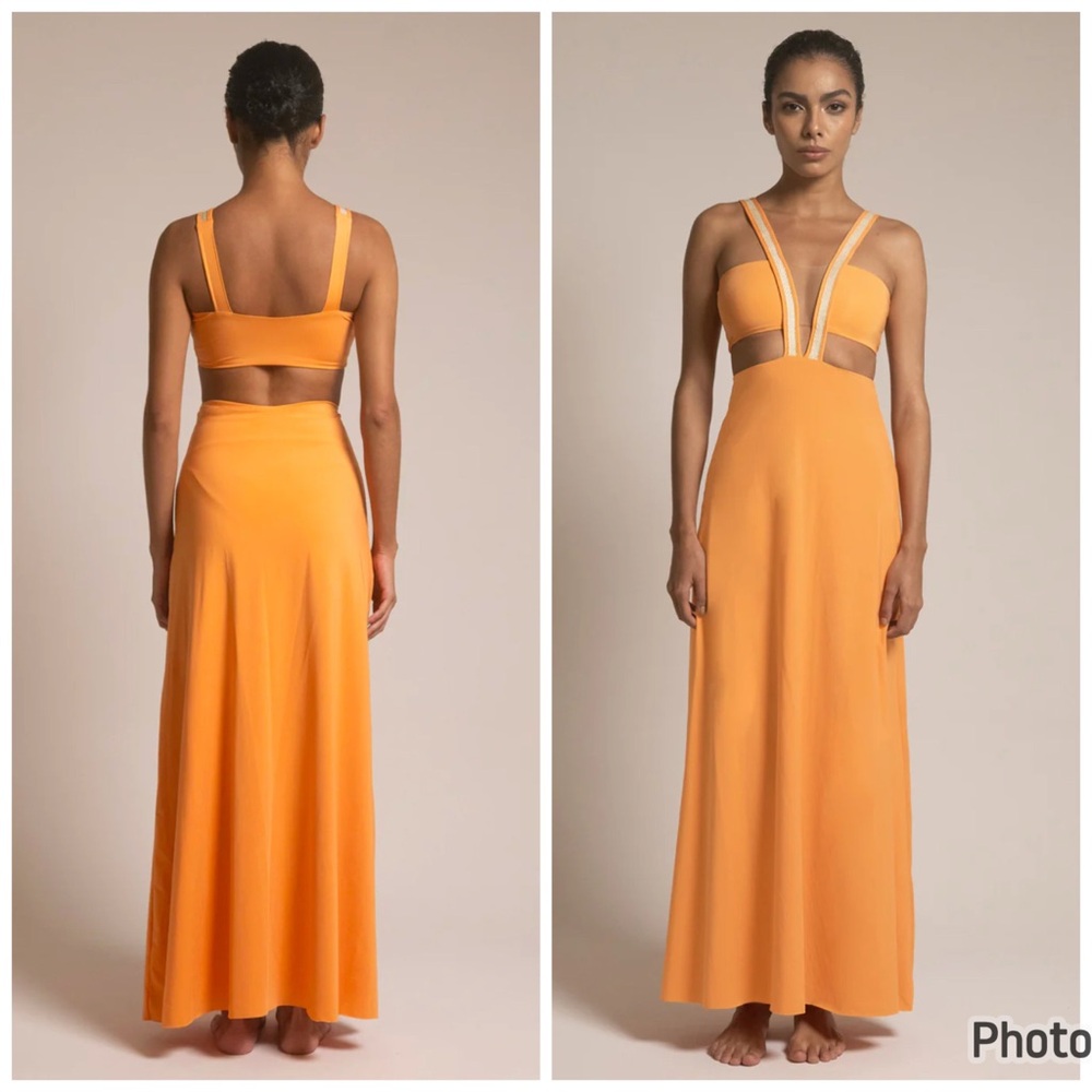 Anthropologie Armantia Fernanda Dress Cut Out Orange Maxi Sleeveless Small